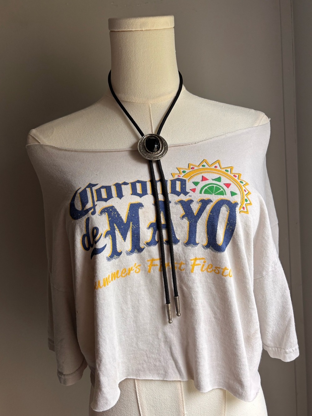 Corona de Mayo Off-Shoulder Graphic Women's Top in White